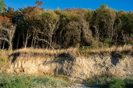 Dangerous cliffs with demolition danger on the island of Poel on the Baltic Sea, Germany