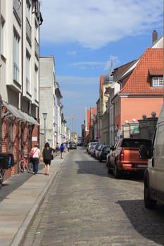 Stralsund, Germany August 3, 2017: Stralsund  is a Hanseatic town in the Pomeranian part of Mecklenburg-Vorpommern, Germany.