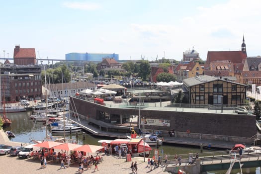 Stralsund, Germany August 1, 2017: Stralsund  is a Hanseatic town in the Pomeranian part of Mecklenburg-Vorpommern, Germany.