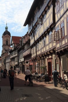 Goettingen, Germany August 8, 2017: Magnificent townhouses in the old town