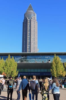 Frankfurt, Germany October 14, 2017: Overview of the outdoor area of the Frankfurt Book Fair
