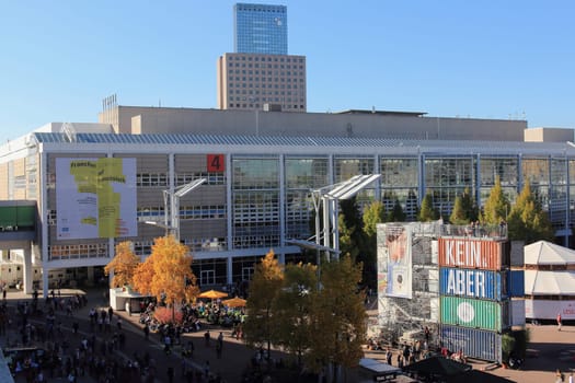 Frankfurt, Germany October 14, 2017: Overview of the outdoor area of the Frankfurt Book Fair
