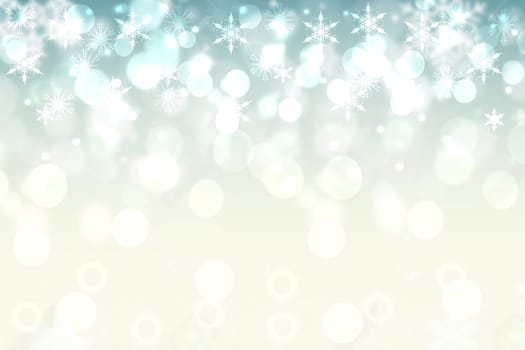 Abstract blurred festive delicate winter christmas or Happy New Year background with shiny blue yellow and white bokeh lighted stars. Space for your design. Card concept.