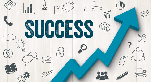 Ascending arrow with icons - Succes
