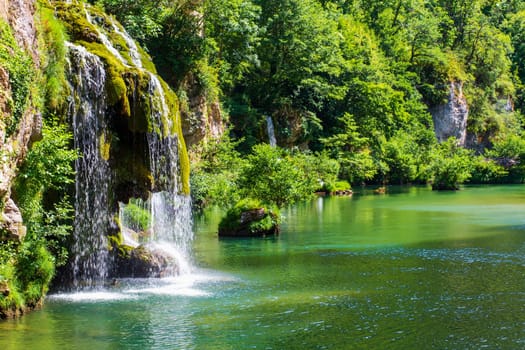 Cascade near Castelbouc village in the valley of the Tarn river, a french canyon