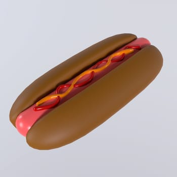 Hotdog isolated on white background. High quality 3d illustration