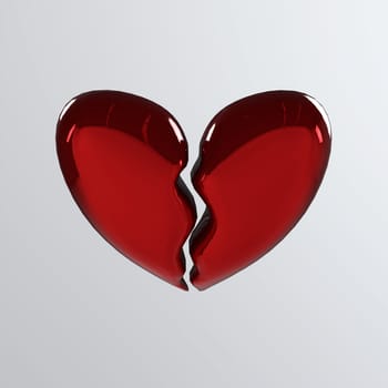 Broken Heart isolated on white background. High quality 3d illustration
