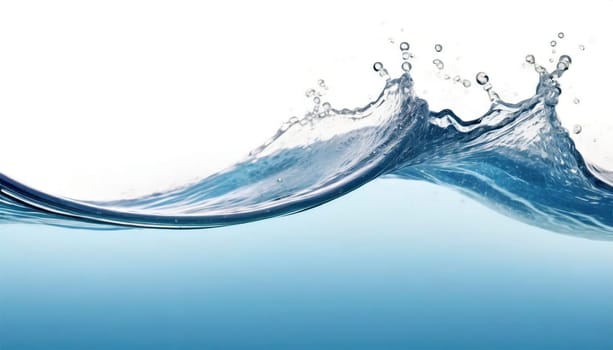 Blue water wave isolated on white background. AI generated