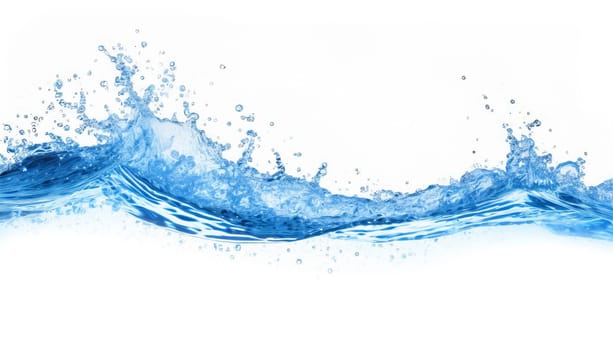 Blue water wave isolated on white background. AI generated