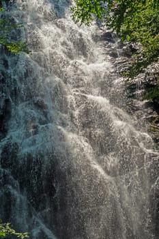 Dramatic Cascade Through in the Forest at Crabtree Falls on the Blue Ridge Parkway in North Carolina