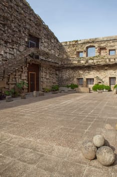 Alcantara, Spain - Oct 6th, 2022: Gothic Cloister of Convent of San Benito de Alcantara, Caceres, Spain. Former refectory