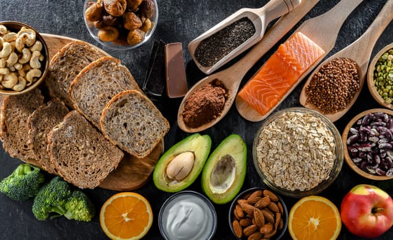 Composition with food products rich in magnesium.