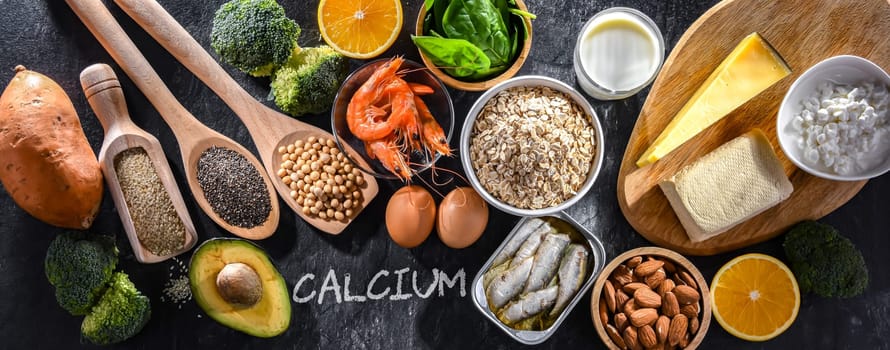 Composition with food products rich in calcium.
