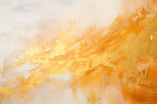 Painting using gold and white as the main colors. The color tones look warm. It conveys light and luxury or have symbolic meanings such as wealth, power or emotions such as joy, happiness, or hope.