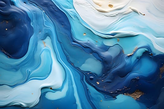oil painting on canvas Using blue and white as the main colors. It can be seen as a reflection of the powerful and beautiful nature of the ocean or it is a symbol of change and movement or sadness.
