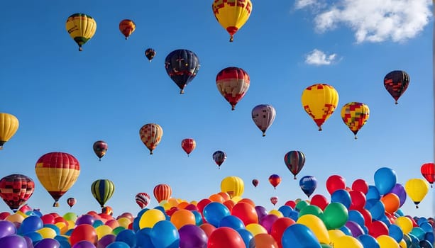 Colorful balloons in the blue sky - Illustration KI generated
