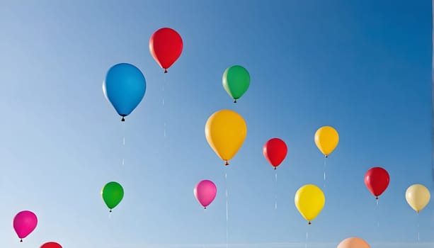 Colorful balloons in the blue sky - Illustration KI generated