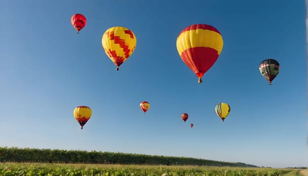 Colorful balloons in the blue sky - Illustration KI generated