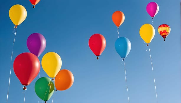 Colorful balloons in the blue sky - Illustration KI generated