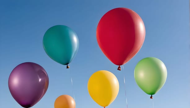 Colorful balloons in the blue sky - Illustration KI generated