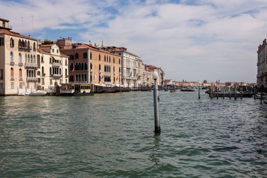 Venice, Italy - September 5, 2022: View of the Grand Canal from the terrace at the Peggy Guggenheim Collection in Venice