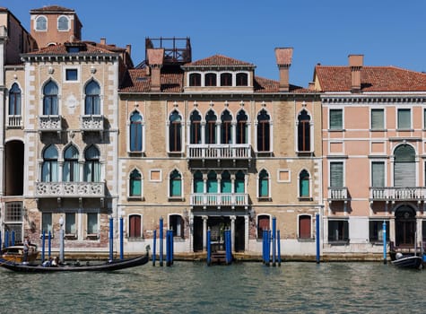 Venice, Italy - September 5, 2022: View from Punta della Dogana of the palaces and beautiful houses along the Grand Canal in the San Marco district of Venice