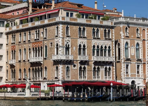 Venice, Italy - September 5, 2022: Palaces and beautiful houses along the Grand Canal in the San Marco district of Venice