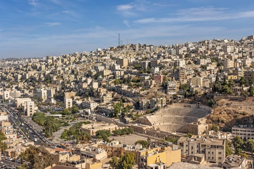 The Roman Theater and Odeon, the Hashemite Plaza and the downtown area seen from the hill