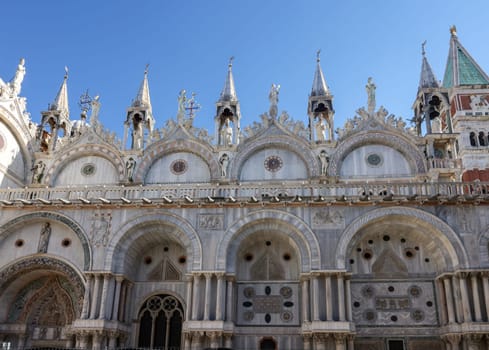 The northern facade of St. Mark's Basilica in Venice. Italy