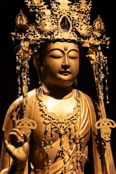 Turin, Italy - May 2023: Oriental Art Museum - Bodhisattva, 14th c.., Muromachi periods, Japan