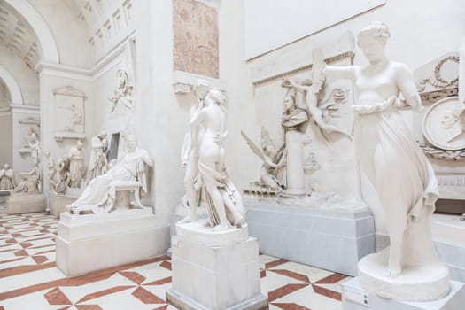 Possagno, Italy - June 2022: Antonio Canova Museum interior, ancient art exhibition, indoor
