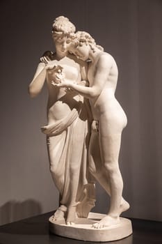 Bassano del Grappa, Italy - December 2022: Cupid and Psyche standing, Antonio Canova. Concept of love, couple, eros