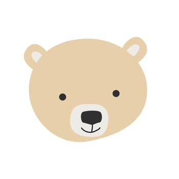 simple portrait or face of cute bear isolated, animal head. Vector illustration can used for print, nursery poster, t-shirt design, baby textile, postcard.