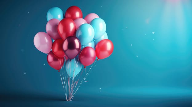 colorful balloons background at celebration, ai