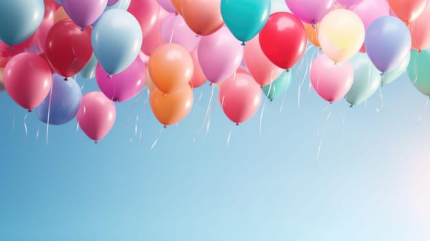 colorful balloons background at celebration, ai