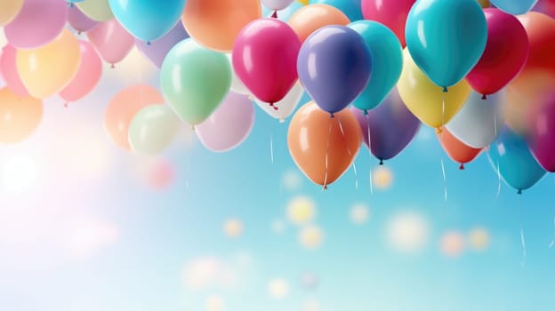 colorful balloons background at celebration, ai
