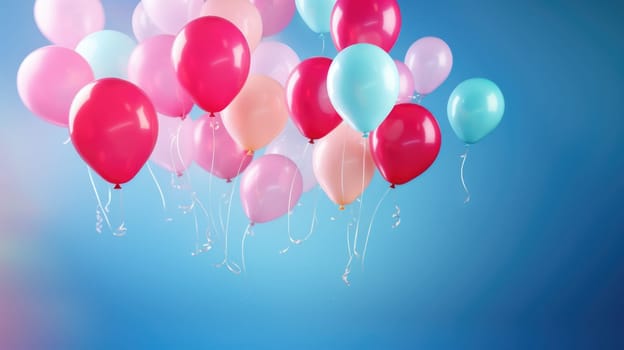 colorful balloons background at celebration, ai