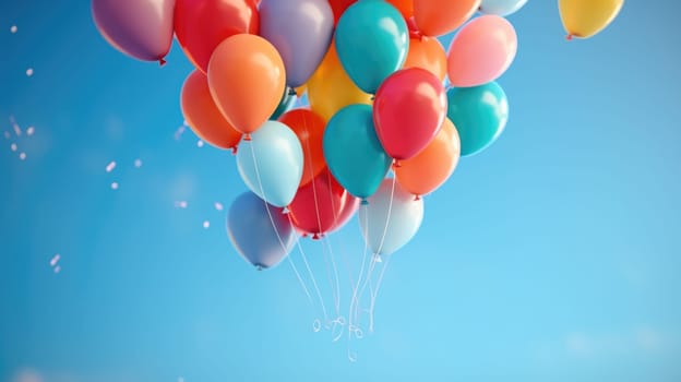 colorful balloons background at celebration, ai