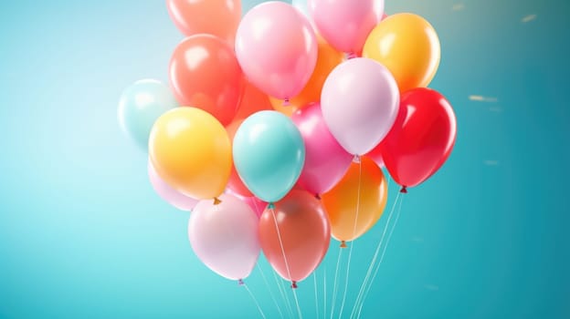 colorful balloons background at celebration, ai