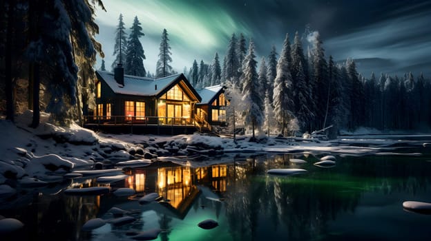 It would be nice if it was a cold, snow-covered area at night. The stars filled the sky beautifully. There will be a warm home to live in and it will be even better if the people we love are together.