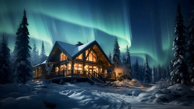 It would be nice if it was a cold snowy night. The stars fill the sky The aurora appears beautifully. There will be a warm house to live in and it would be better if the people we love lived together.