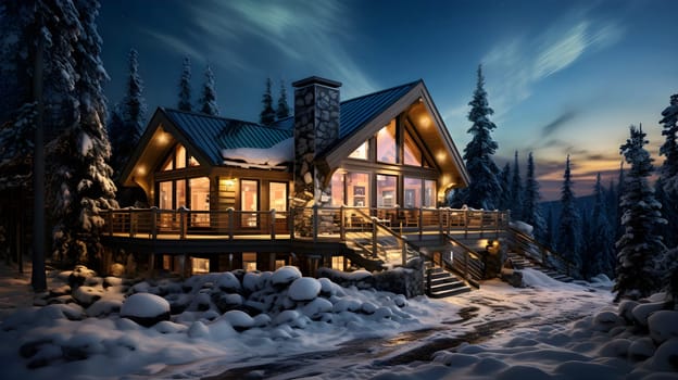 It would be nice if it was a cold, snow-covered area at night. The stars filled the sky beautifully. There will be a warm home to live in and it will be even better if the people we love are together.