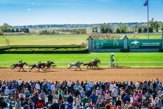 Keeneland, Lexington, Kentucky, October 18, 2023: Keenealand Fall Race Meet event, finish of the Race 2