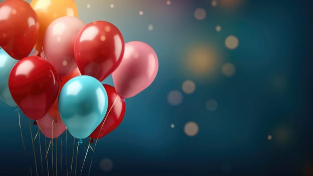 colorful balloons background at celebration, ai