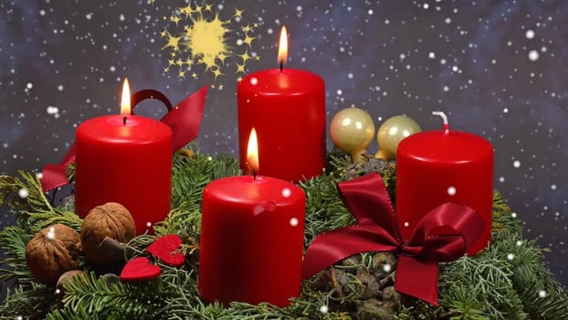 3rd Advent, Advent wreath with burning candles