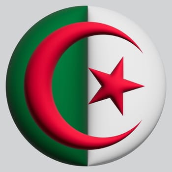 3D Flag of Algeria on a avatar circle background.