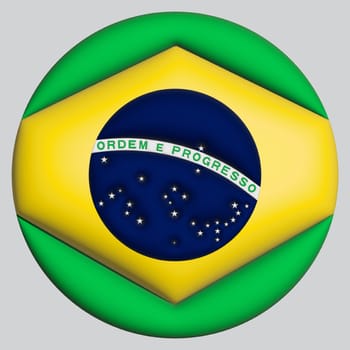 3D Flag of Brazil on a avatar circle background.