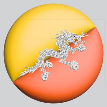3D Flag of Bhutan on a avatar circle background.