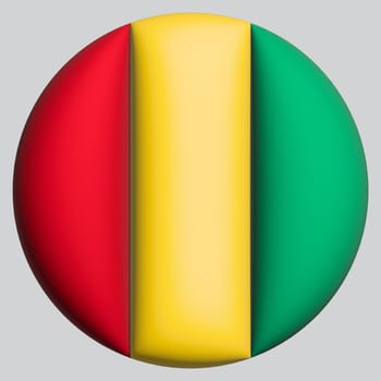 3D Flag of Guinea on a avatar circle background.