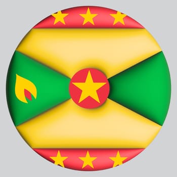 3D Flag of Grenada on a avatar circle background.